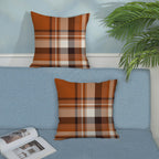 JEFERSO Fall Pillow Covers 18x18 Inch Set of 2 Burnt Orange Black Plaids Throw Pillows Autumn Harvest Thanksgiving Decoration Pillowcases Linen Outdoor Fall Decor Cushion Covers for Couch Sofa Home