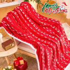 Ramees Christmas Throw Blanket, Christmas Decorations Blankets and Throws, Fuzzy Cozy Soft Warm Fleece Sherpa Winter Holiday Blanket for Bed Couch Sofa Reindeer Snowflakes