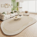 VIKAMA Green Carpet Living Room Shaped Cream Style 2025 New Plush Irregular Bedroom Bedside Floor Mats Home Decoration