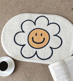 VIKAMA Floral Faux Cashmere Carpet, Living Room Entrance Foyer Door Mat, Bedroom Decoration, Home Bathroom Floor Mat