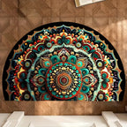 VIKAMA Bohemian Semi-Circular Carpet, Indoor And Outdoor Entrance Mat, Bathroom Door Mat, Soft And Anti-Slip Home Decoration.