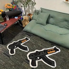 VIKAMA Creative Rifle Design Rug, Living Room & Bedroom Floor Mat, Boys' Room Decorative Rug, Soft Washable Home Furnishing