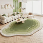 VIKAMA Green Carpet Living Room Shaped Cream Style 2025 New Plush Irregular Bedroom Bedside Floor Mats Home Decoration