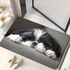 VIKAMA Cute Shih Tzu Doormat, Washable Pet Rug for Bedrooms, Living Rooms, and Entryways, Playful Design Small Dog Bed