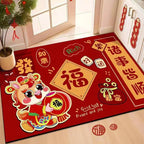 Chinese Lucky Door Mat Congratulations Get Rich Pattern Festive Red Style Perfect For Spring Festival Home Porch Indoor Decor