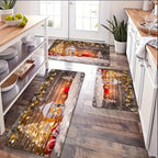 VIKAMA Christmas Snow Scene Carpet 2pcs Kitchen Rug Doormat Welcome Mat Outdoor Carpet Rug For Bedroom Living Room Carpet Home D