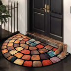 VIKAMA Bohemian Semi-Circular Carpet, Indoor And Outdoor Entrance Mat, Bathroom Door Mat, Soft And Anti-Slip Home Decoration.