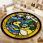 VIKAMA Cartoon Round Carpet Gaming Computer Chair Floor Mat Girly Room Mat Bedroom Carpet Stain Resistant Home Decoration