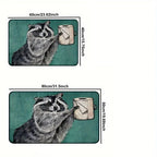 VIKAMA Gray Raccoon Tissue Carpet Cute Doormat Waterproof and Anti-fouling Outdoor Carpet Welcome Mat Rug For Bedroom Home Decor