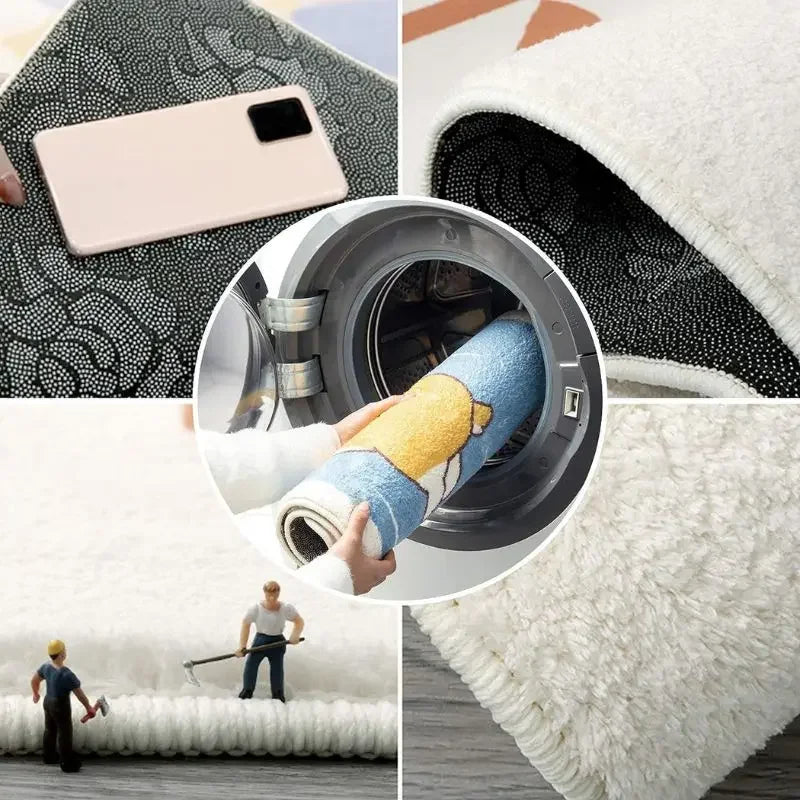 VIKAMA Cartoon Cat Rug - Warm Fuzzy Floor Mat for Living Room, Bedroom, Bedside, Children's Room - Comfortable Home Decor